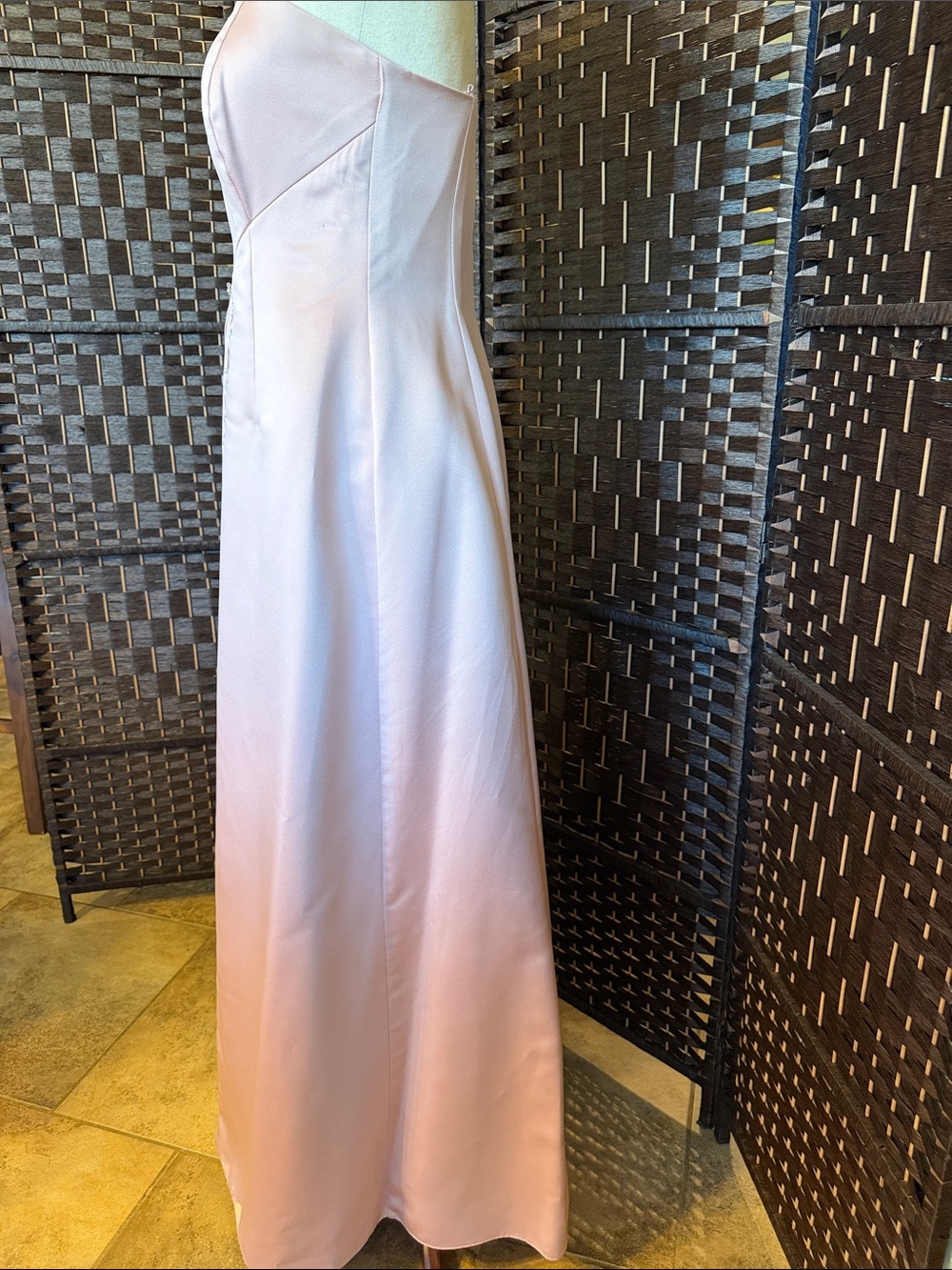 Michaelangelo Blush Pink Strapless Embroidered Evening Gown - Picture 3 of 7
